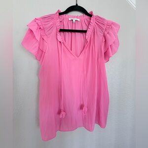 Rose & Olive tie-neck ruffle sleeve blouse